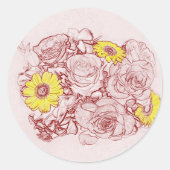 Sticker Rond Bouquet bordé de Terra Cotta (Devant)