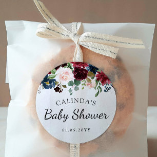 Sticker Rond Bouquet Bourgogne   BABY SHOWER