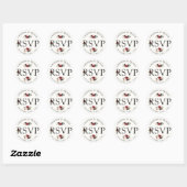 Sticker Rond Bouquet Bourgogne | Mariage RSVP (Feuille)