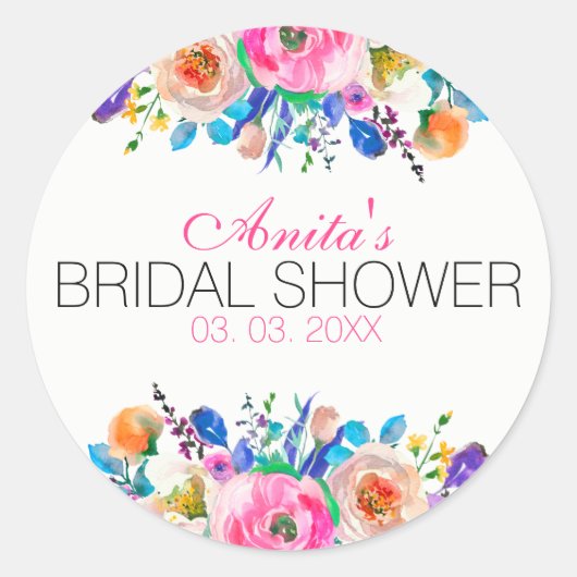 Sticker Rond Bouquet coloré aquarelle (Devant)