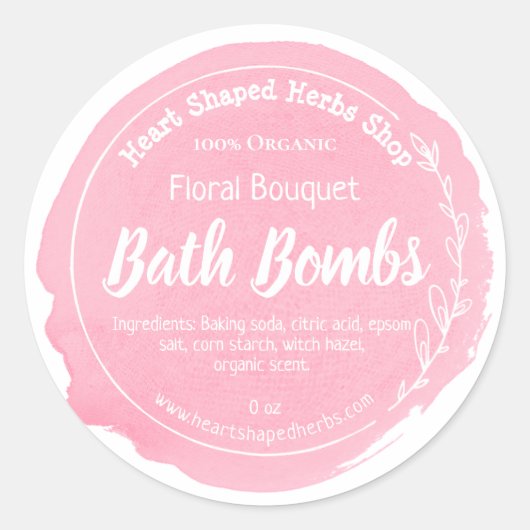 Sticker Rond Bouquet d'aquarelle rose Bombe parfumée (Devant)