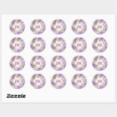 Sticker Rond Bouquet d'aquarelle rose corail (Feuille)