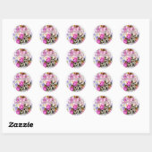 Sticker Rond Bouquet d'avril Anniversaire (Feuille)