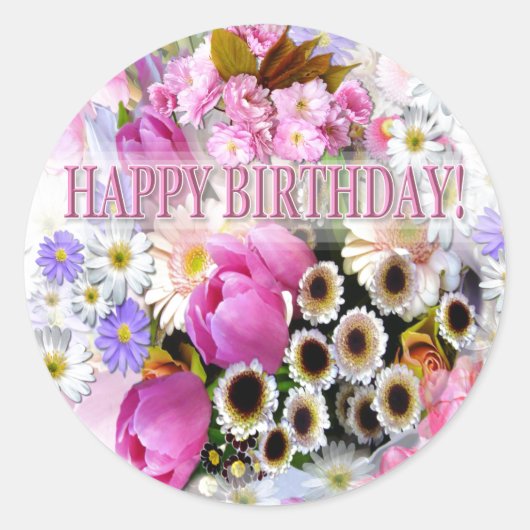 Sticker Rond Bouquet d'avril Anniversaire (Devant)
