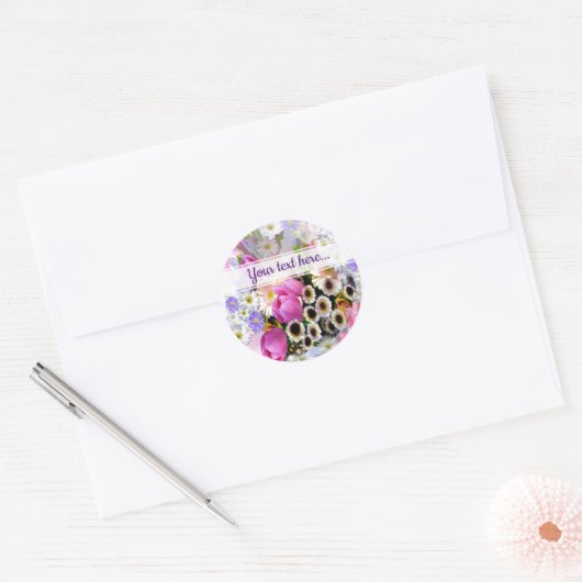 Sticker Rond Bouquet d'avril anniversaire (Enveloppe)