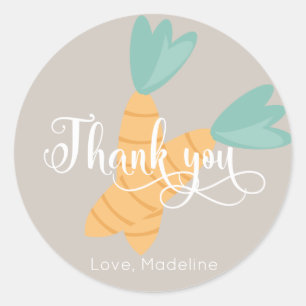 Sticker Rond Bouquet de carottes de Pâques Merci