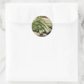 Sticker Rond Bouquet de céleri frais sur bois (Sac)