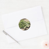 Sticker Rond Bouquet de céleri frais sur bois (Enveloppe)