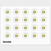 Sticker Rond Bouquet de Citron avec Fleurs Blanches - Adresse (Feuille)