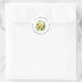 Sticker Rond Bouquet de Citron avec Fleurs Blanches - Adresse (Sac)