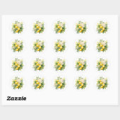 Sticker Rond Bouquet de citrons aux fleurs blanches (Feuille)