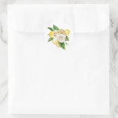 Sticker Rond Bouquet de citrons et de roses (Sac)