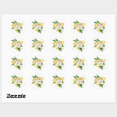Sticker Rond Bouquet de citrons et roses (Feuille)