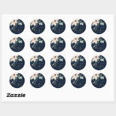 STICKER ROND BOUQUET DE FLEURS A L'AQUARELLE BLUSH NAVY POUR MA (Feuille)