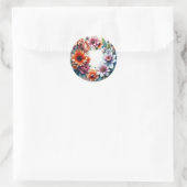 Sticker Rond Bouquet de Fleurs Aquarelle Élégante (Sac)