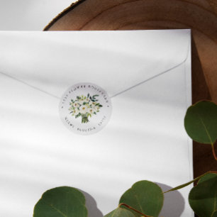 Sticker Rond Bouquet de fleurs blanches Botanique Adresse de re