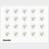 Sticker Rond Bouquet de fleurs blanches Botanique Adresse de re (Feuille)
