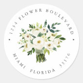 Sticker Rond Bouquet de fleurs blanches Botanique Adresse de re (Devant)