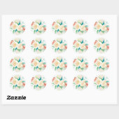 Sticker Rond Bouquet de fleurs d'aquarelle clair (Feuille)