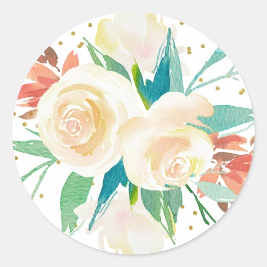 Sticker Rond Bouquet de fleurs d'aquarelle clair (Devant)