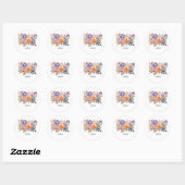 Sticker Rond Bouquet de fleurs d'aquarelle MODÈLE, (Feuille)