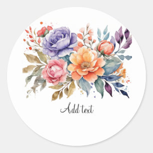 Sticker Rond Bouquet de fleurs d'aquarelle MODÈLE,