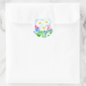 Sticker Rond Bouquet de fleurs d'aquarelle Shasta Daisy (Sac)