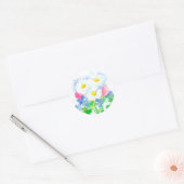 Sticker Rond Bouquet de fleurs d'aquarelle Shasta Daisy (Enveloppe)