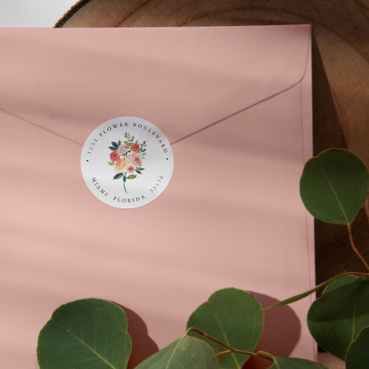 Sticker Rond Bouquet de fleurs d'automne Botanique Adresse de r