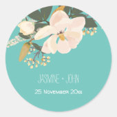 Sticker Rond Bouquet de fleurs de magnolia de printemps (Devant)