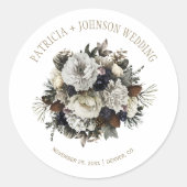 Sticker Rond Bouquet de fleurs d'hiver élégant mariage (Devant)