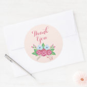 Sticker Rond Bouquet de fleurs florales d'aquarelle Boho, "Merc (Enveloppe)