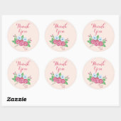 Sticker Rond Bouquet de fleurs florales d'aquarelle Boho, "Merc (Feuille)