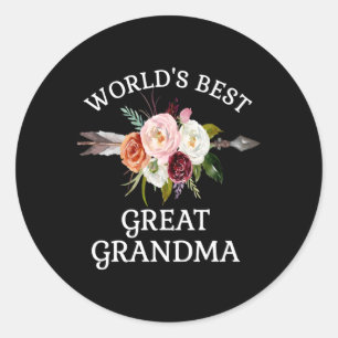Sticker Rond Bouquet De Fleurs Grandma Arrow Le Meilleur Du Mon