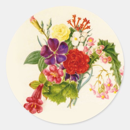 Sticker Rond Bouquet de fleurs mixtes (Devant)