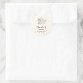 Sticker Rond Bouquet de fleurs rose et bleu élégant (Sac)