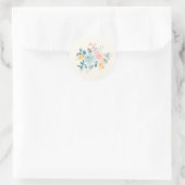 Sticker Rond Bouquet de fleurs rose et bleu élégant (Sac)