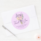 Sticker Rond Bouquet de fleurs rose violet moderne de pivoine M (Enveloppe)