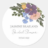 Sticker Rond Bouquet de fleurs violettes et verdure Fête des ma (Devant)