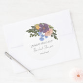 Sticker Rond Bouquet de fleurs violettes et verdure Fête des ma (Enveloppe)