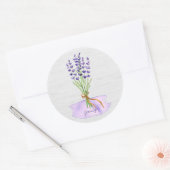 Sticker Rond Bouquet de lavande violette sur Burlap de lin rust (Enveloppe)