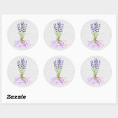 Sticker Rond Bouquet de lavande violette sur Burlap de lin rust (Feuille)