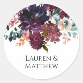 Sticker Rond Bouquet de luxe en aquarelle foncée (Devant)