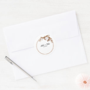 Sticker Rond Bouquet de mariage moderne minimaliste d'herbe de