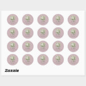 Sticker Rond Bouquet de Mariage Monogramme (Feuille)