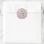 Sticker Rond Bouquet de Mariage Monogramme (Sac)