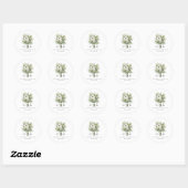 Sticker Rond Bouquet de Mariage Monogramme (Feuille)