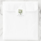 Sticker Rond Bouquet de Mariage Monogramme (Sac)