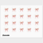 Sticker Rond Bouquet de Œillets Doux avec Rubans (Feuille)