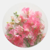 Sticker Rond Bouquet de pois doux rose mariage (Devant)